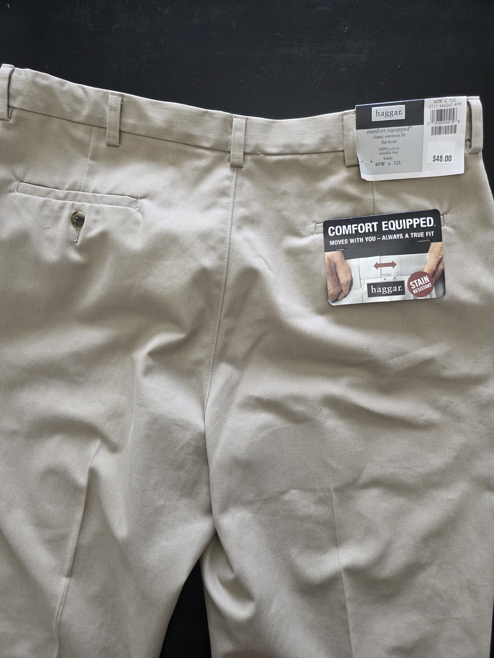 Haggar Men's Khaki Stretch Flat-Front Chinos